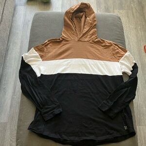 100% Cotton Men's Brown, White, and Black Hoodie Shirt